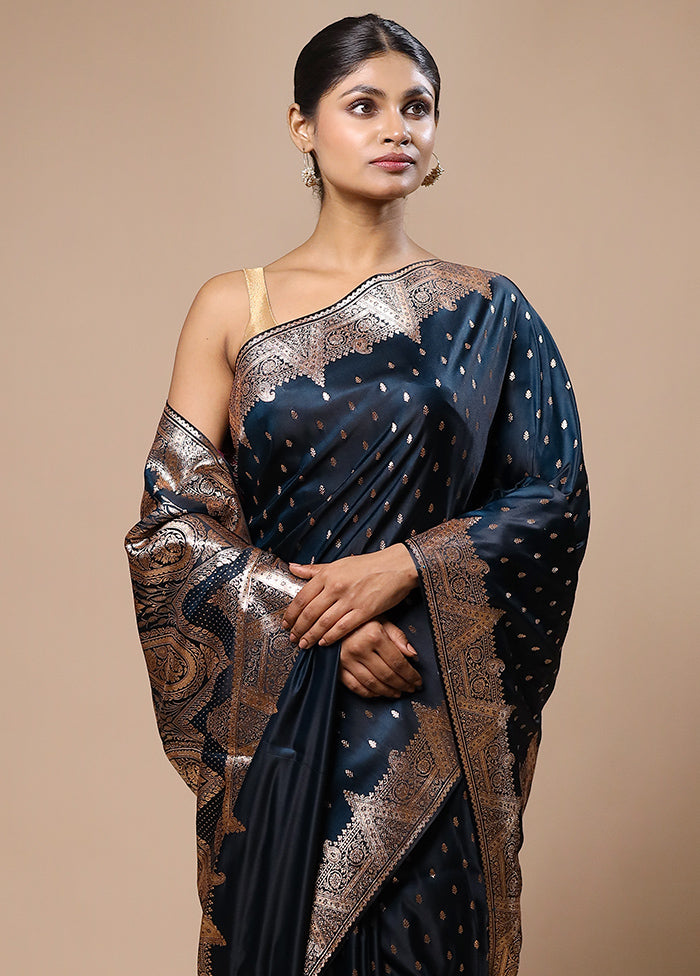 Blue Banarasi Silk Saree With Blouse Piece Discount How Much