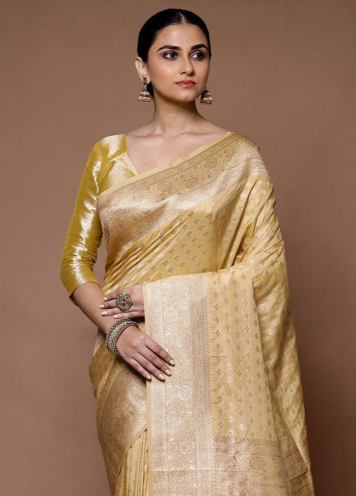 Golden Georgette Saree With Blouse Piece Clearance With Mastercard