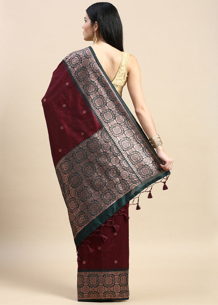 Maroon Banarasi Silk Saree With Blouse Piece Recommend Cheap Pice