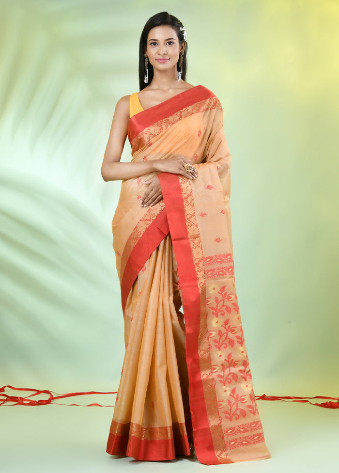 Beige Tussar Silk Texture Motifs Woven Saree Without Blouse Piece Clearance Official