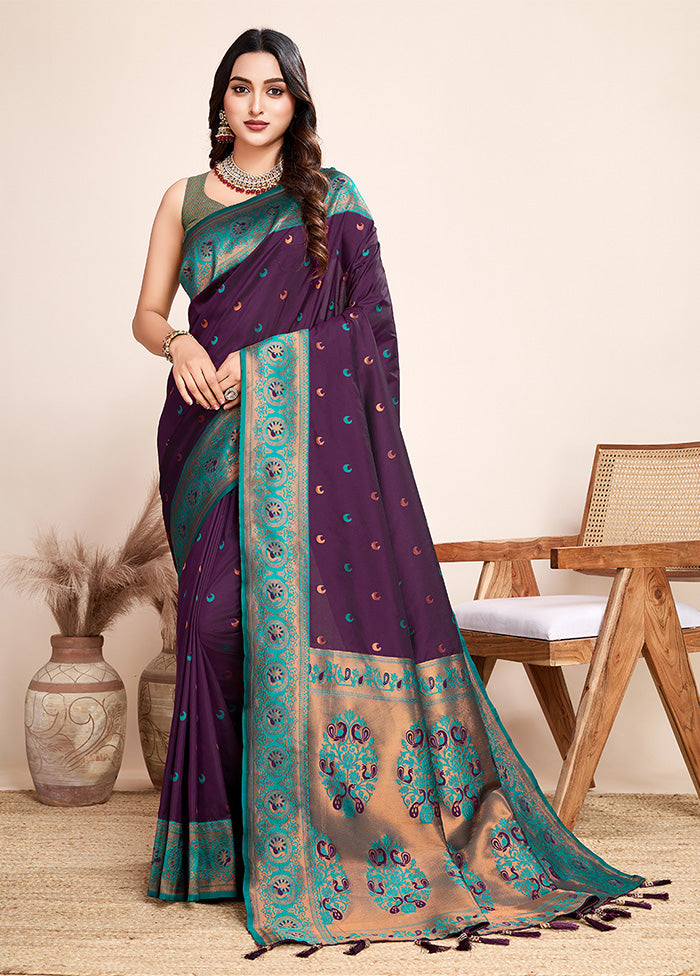 Purple Spun Silk Saree With Blouse Piece Free Shipping Clearance