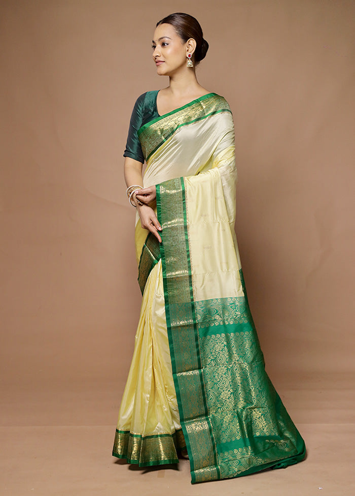 Yellow Kanjivaram Silk Saree With Blouse Piece Free Shipping Largest Supplier