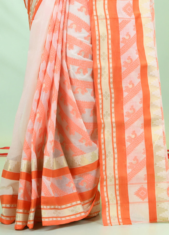 Off White Pure Cotton Paisley Woven Saree Without Blouse Piece Free Shipping For Nice