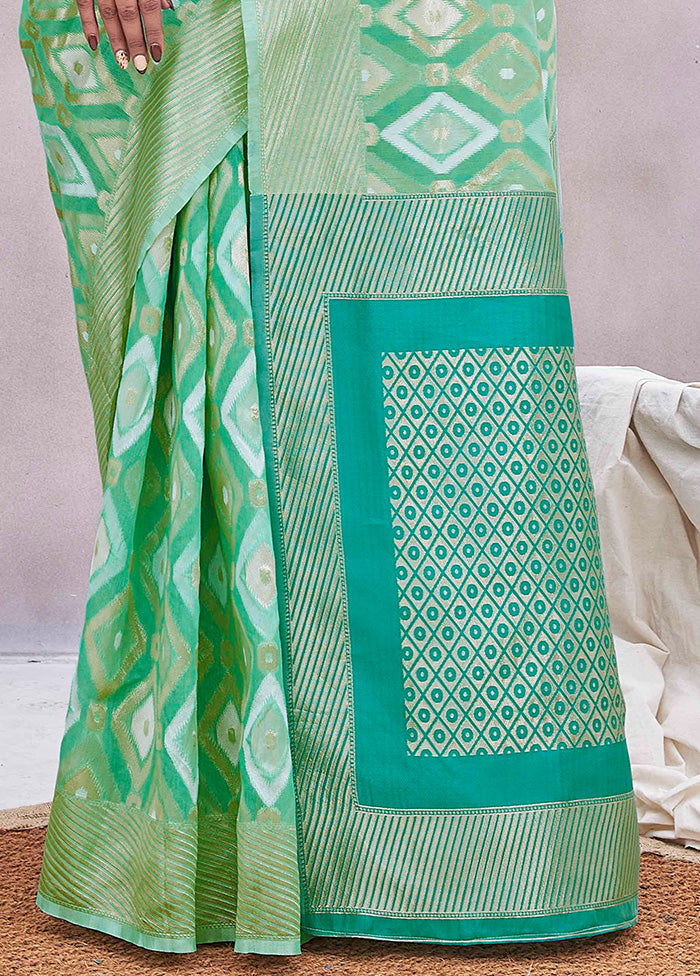 Green Banarasi Silk Saree With Blouse Piece Sale Lowest Pice