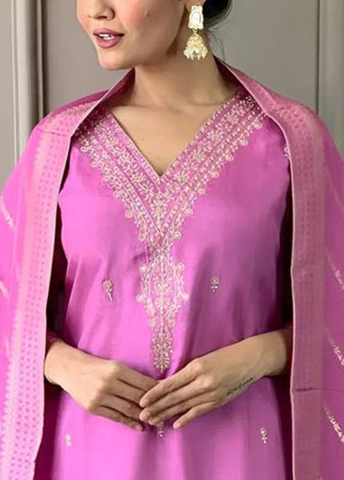 3 Pc Pink Readymade Viscose Suit Set Discount Best Pices