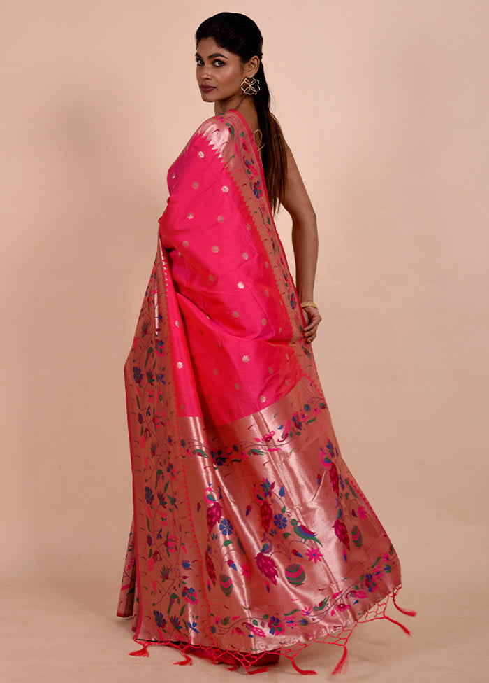 Pink Dupion Silk Saree With Blouse Piece Manchester Great Sale Online