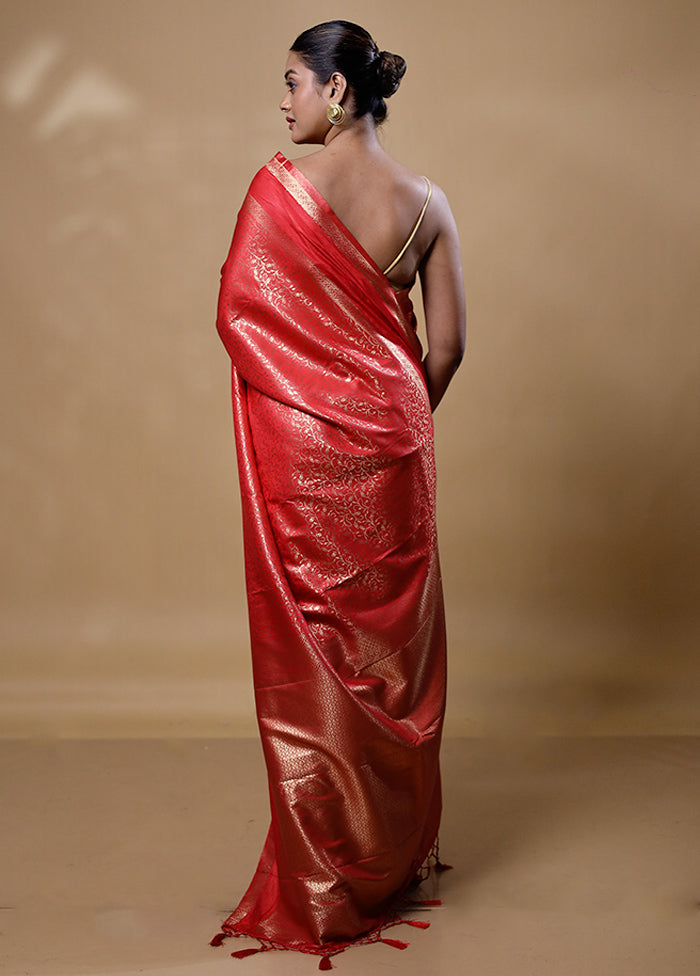 Red Dupion Silk Saree With Blouse Piece Free Shipping Buy