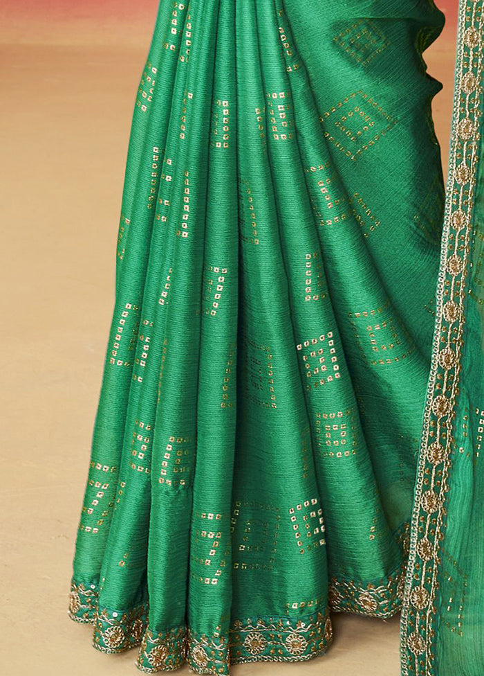 Green Chiffon Silk Saree With Blouse Piece Marketable Cheap Pice