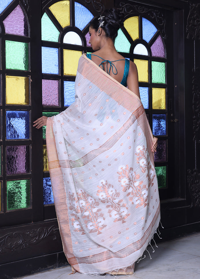 Off White Pure Cotton Saree With Blouse Piece Buy Cheap Great Deals