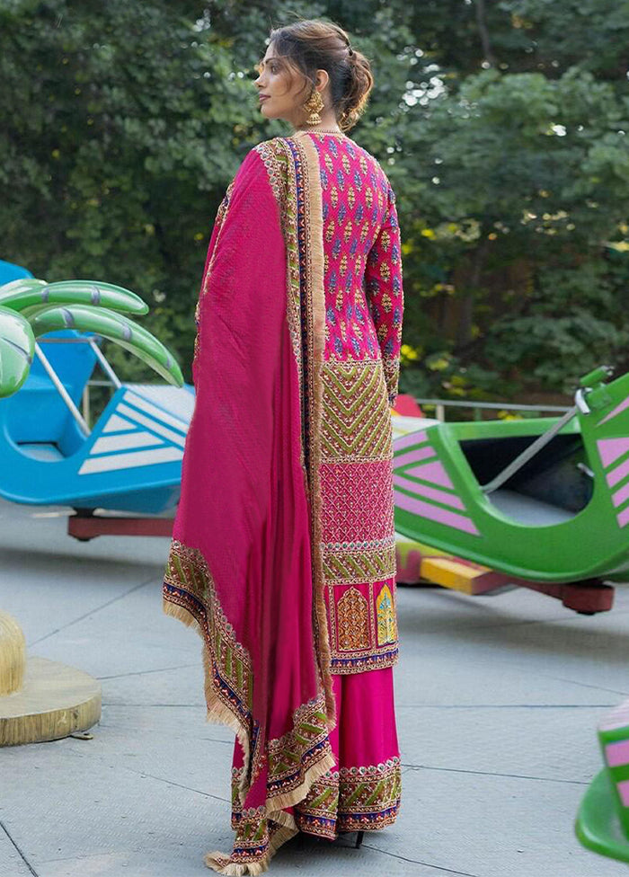 3 Pc Pink Readymade Silk Suit Set 100% Original Online