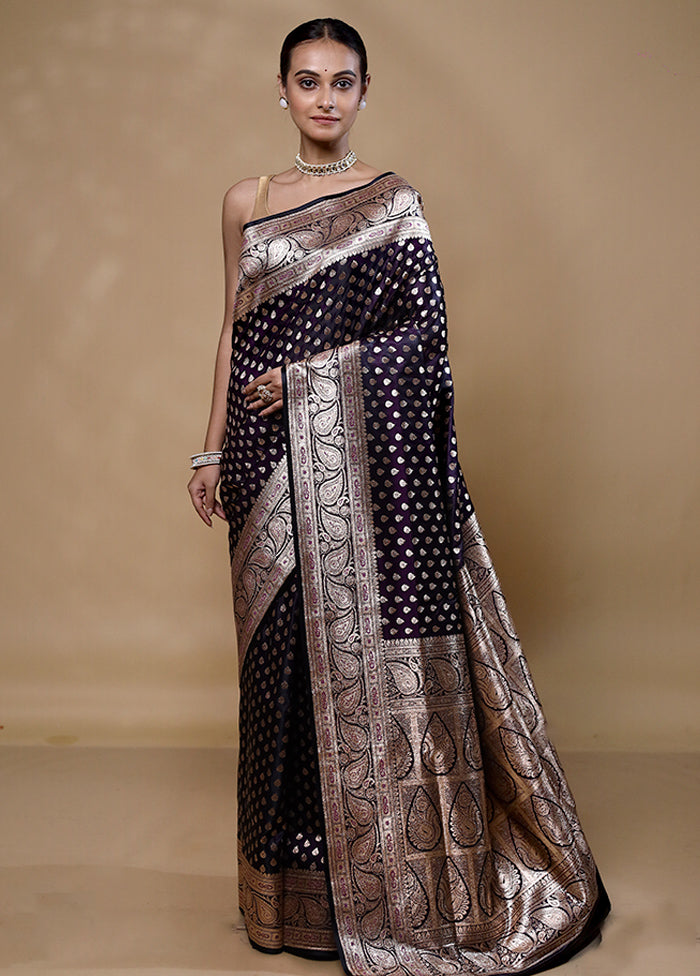 Black Banarasi Silk Saree With Blouse Piece Cost Cheap Online