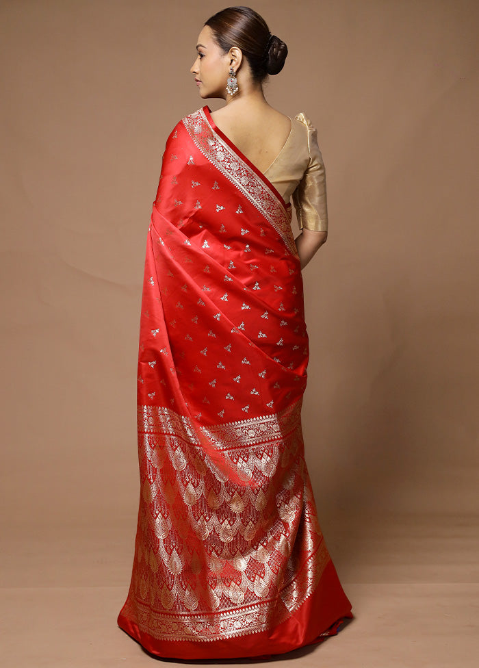 Red Banarasi Silk Saree With Blouse Piece Cheapest Pice