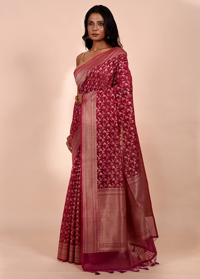 Pink Kora Silk Saree With Blouse Piece Clearance Recommend