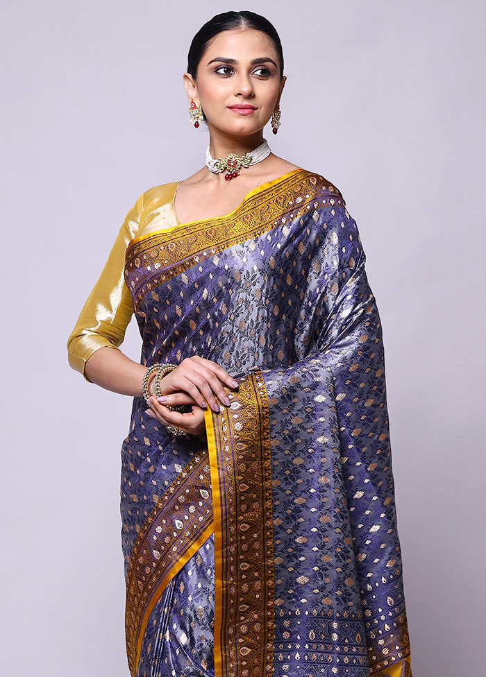 Purple Tanchoi Silk Saree With Blouse Piece Buy Cheap Very Cheap