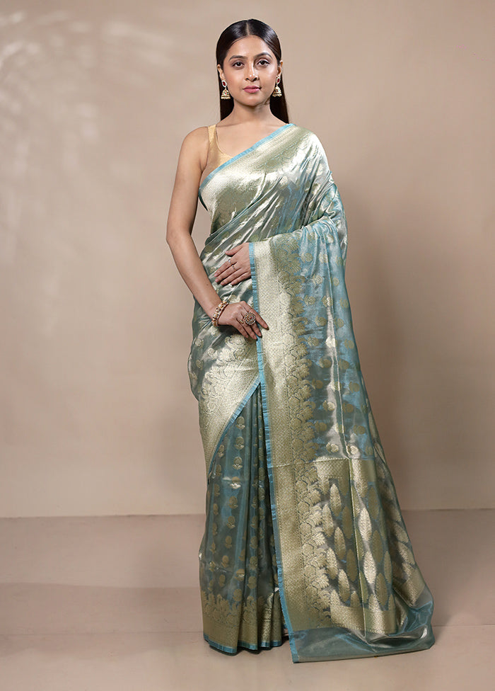 Green Tissue Silk Saree With Blouse Piece Inexpensive Cheap Online