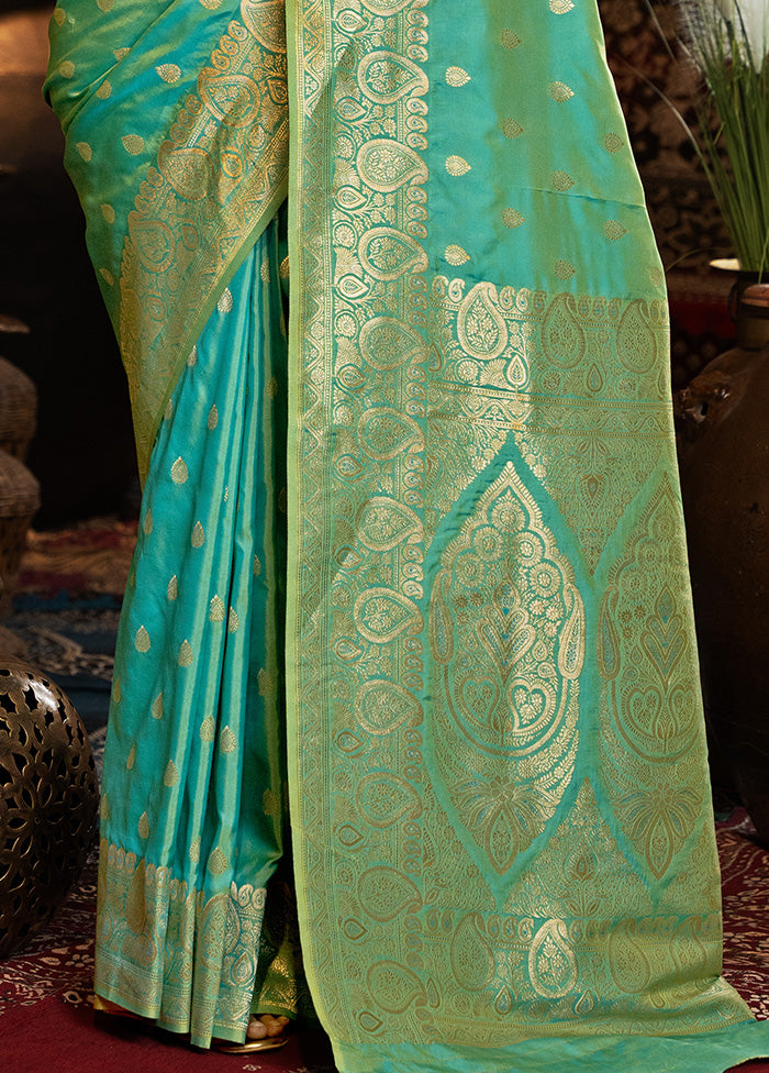 Green Banarasi Silk Saree With Blouse Piece Low Shipping Fee Online