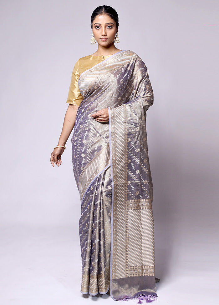 Grey Tissue Silk Saree With Blouse Piece New Styles For Sale