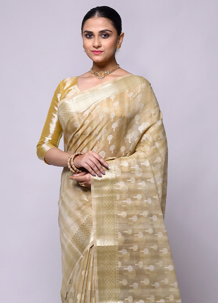 Cream Kora Silk Saree With Blouse Piece Discount Footaction