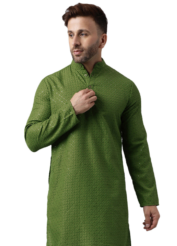 Mehendi Silk Embroidered Kurta In China Cheap Pice