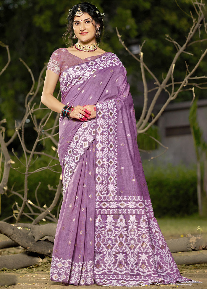 Purple Cotton Saree With Blouse Piece Buy Cheap Cheap