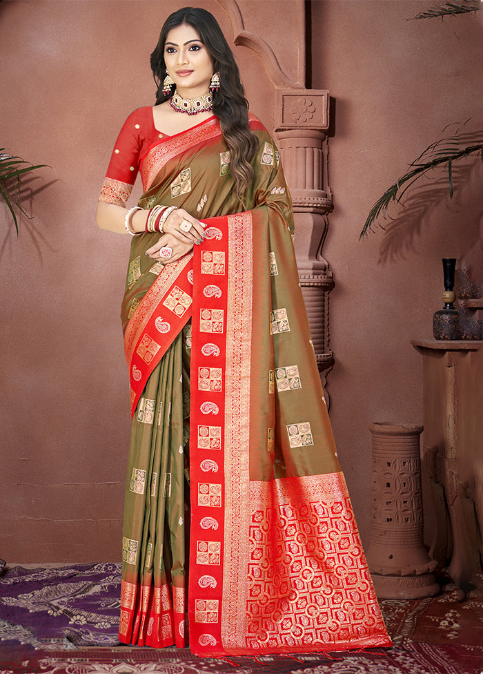 Green Dupion Silk Saree With Blouse Piece Discount Big Discount