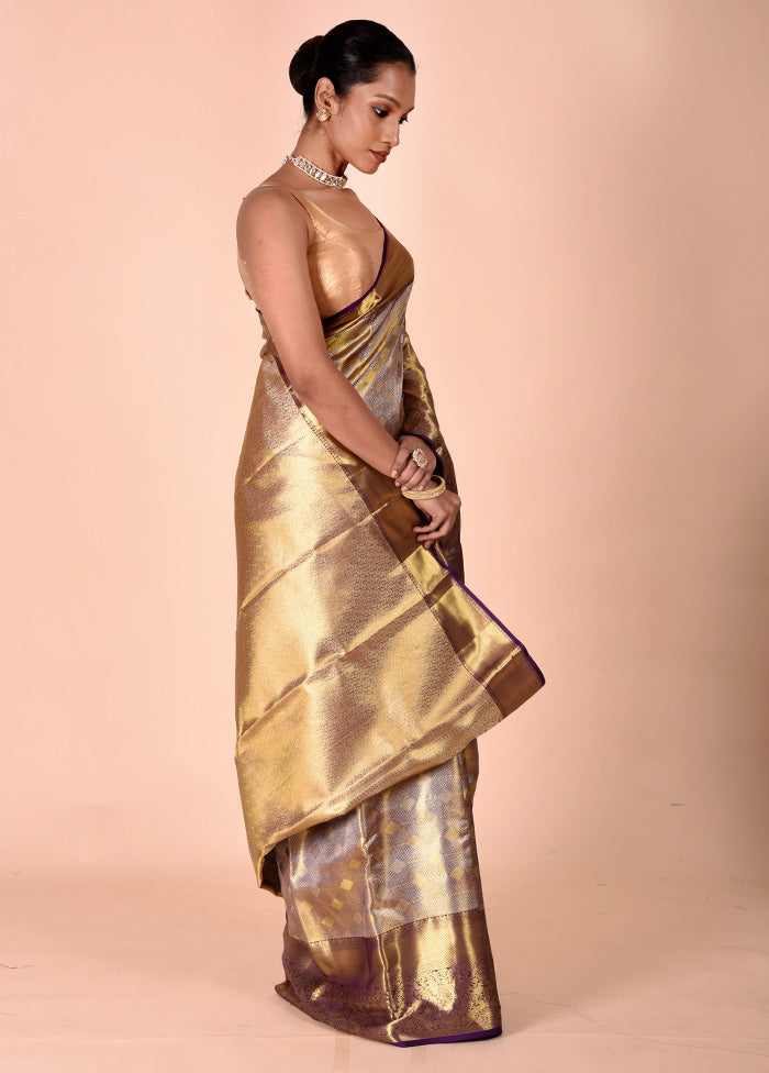 Golden Handloom Kanchipuram Pure Silk Saree With Blouse Piece The Cheapest For Sale