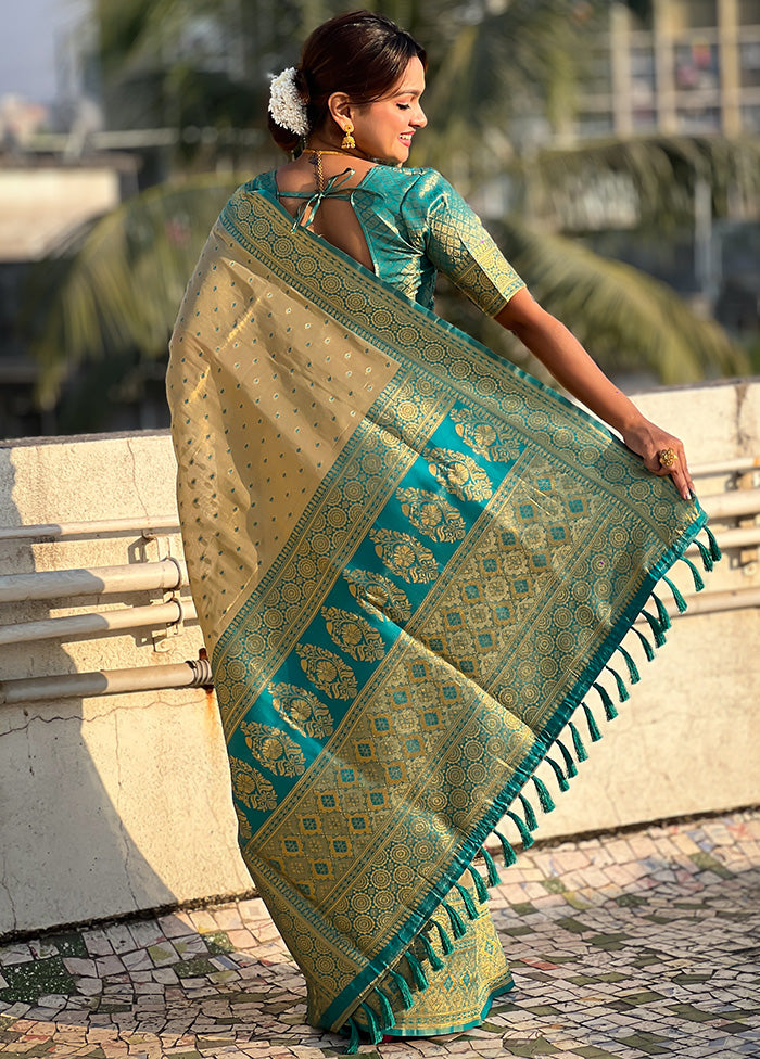 Pista Green Spun Silk Saree With Blouse Piece On Hot Sale