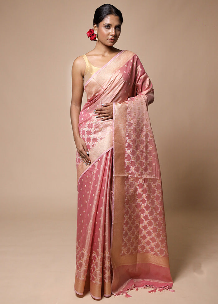 Pink Tissue Silk Saree With Blouse Piece Get To Buy Cheap Online