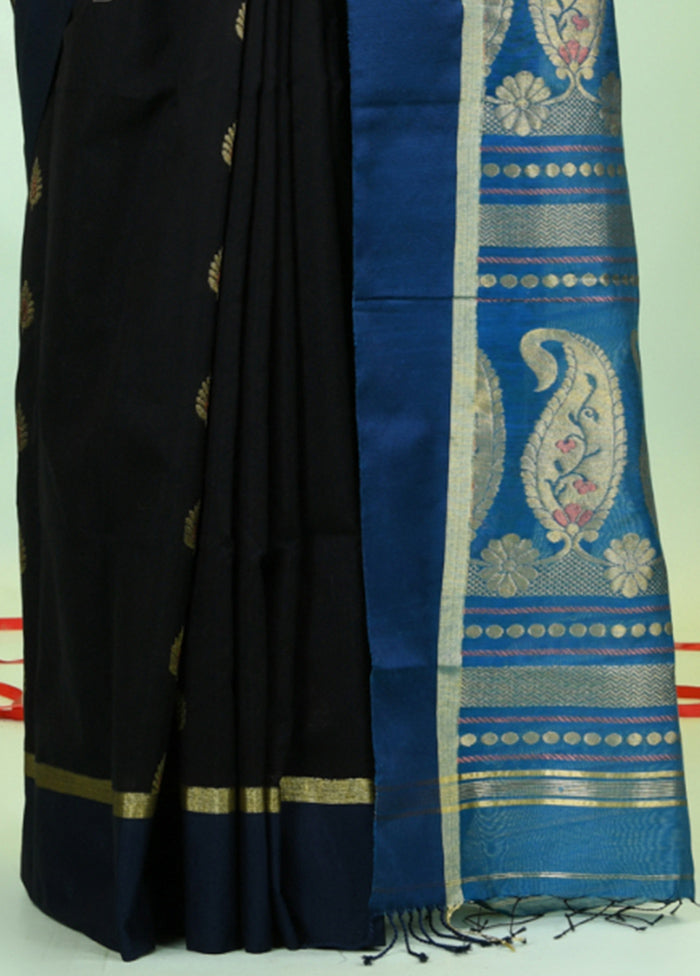 Black Pure Cotton Saree With Blouse Piece Excellent Online