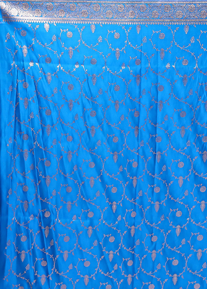 Blue Banarasi Silk Saree With Blouse Piece Cheap Manchester