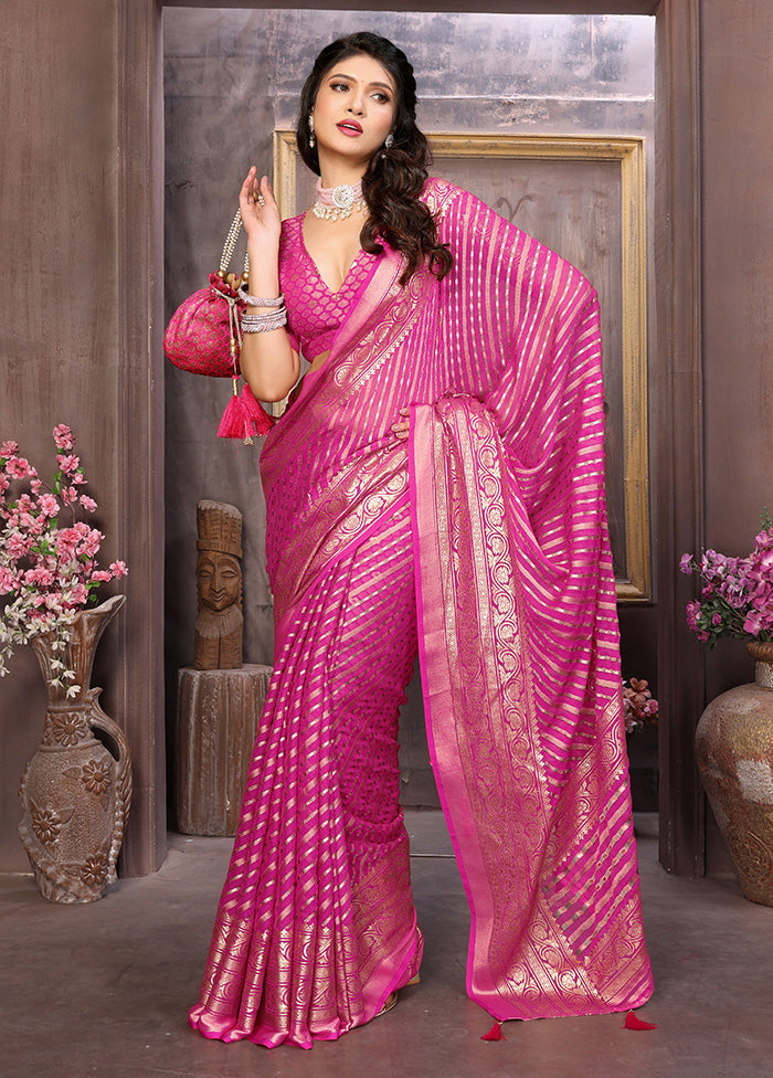 Pink Spun Silk Saree With Blouse Piece Buy Cheap With Credit Card