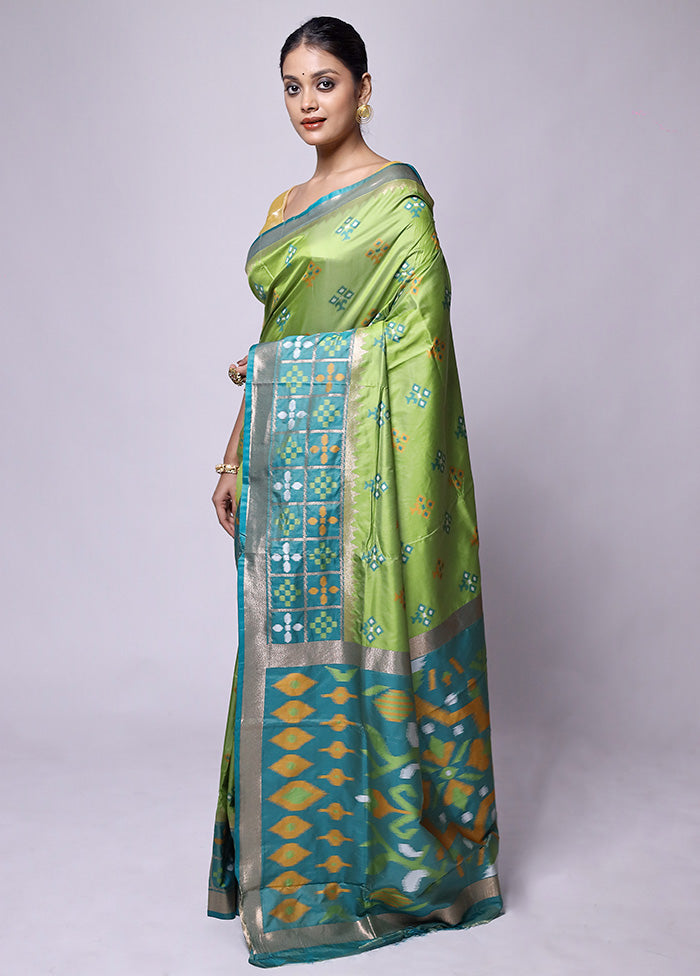 Green Dupion Silk Saree With Blouse Piece Sale Professional