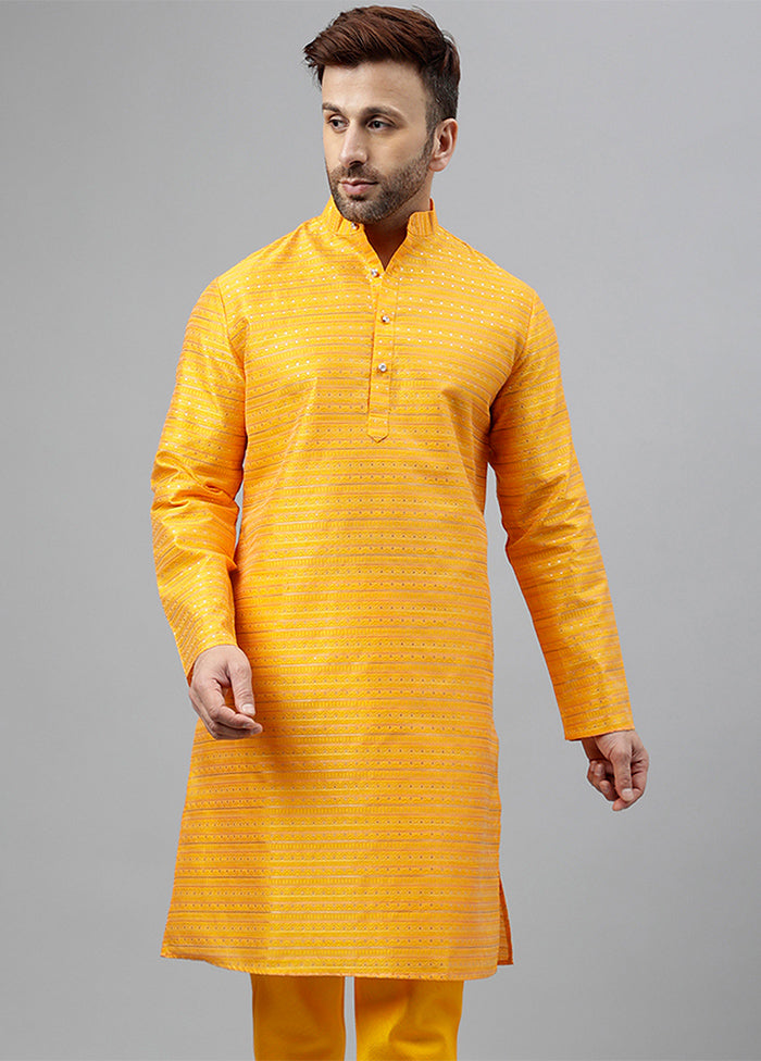 Orange Viscose Jacquard Long Kurta Clearance Geniue Stockist