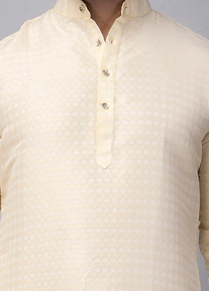 Cream Viscose Jacquard Knee Length Kurta Latest