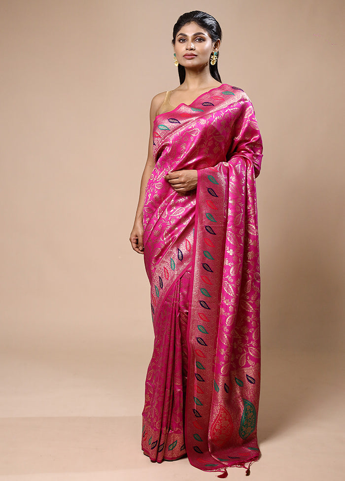 Pink Dupion Silk Saree With Blouse Piece Wide Range Of Sale Online