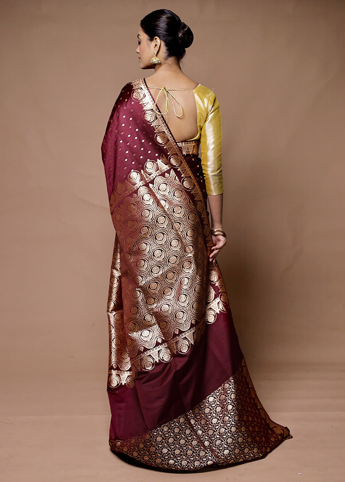 Maroon Banarasi Silk Saree With Blouse Piece Latest Collections For Sale