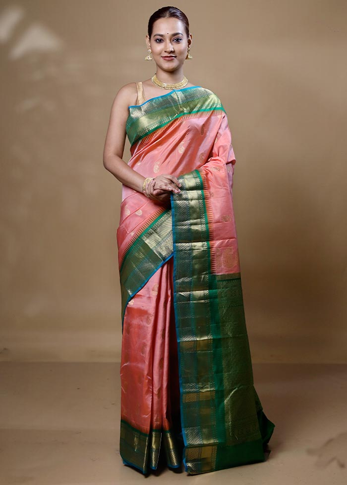 Pink Handloom Kanchipuram Pure Silk Saree With Blouse Piece Limited Edition