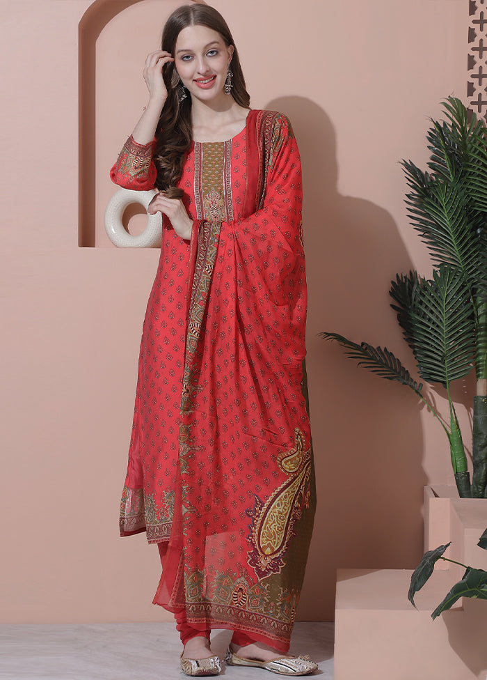 3 Pc Coral Unstitched Silk Suit Set Find Great For Sale