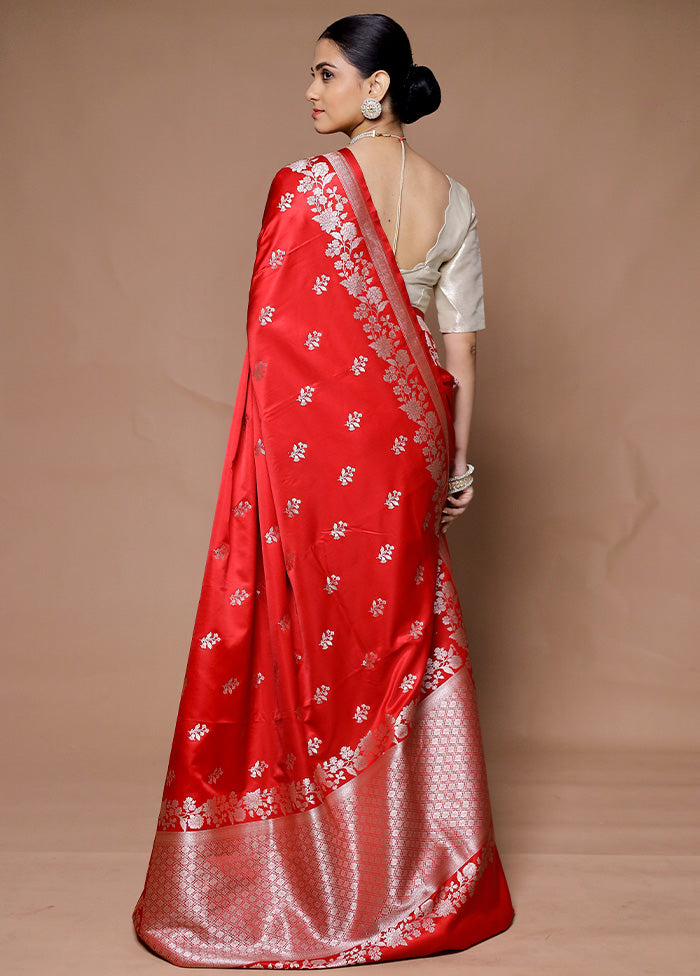 Red Katan Silk Saree With Blouse Piece Clearance Cheapest Pice