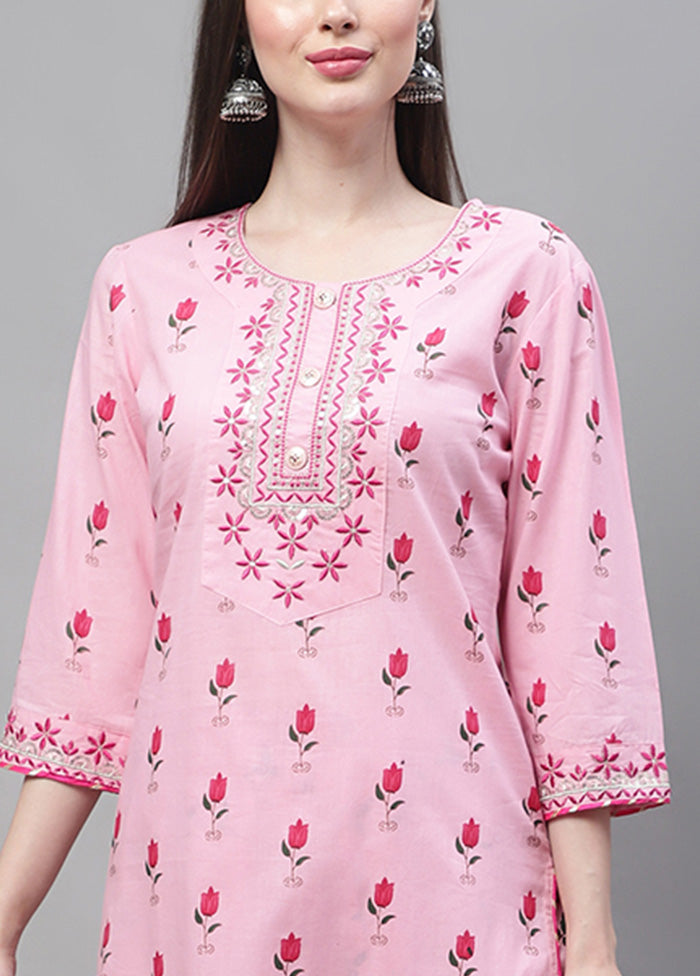 3 Pc Pink Readymade Cotton Suit Set Sale 100% Original