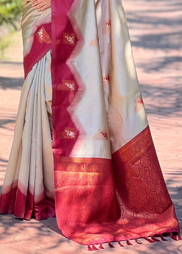 Grey Banarasi Silk Saree With Blouse Piece Clearance Pre Order