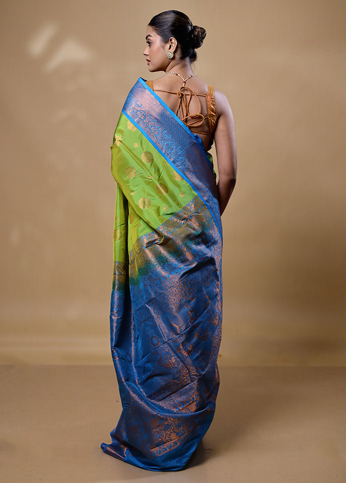 Green Kanjivaram Silk Saree With Blouse Piece Cheap Low Pice