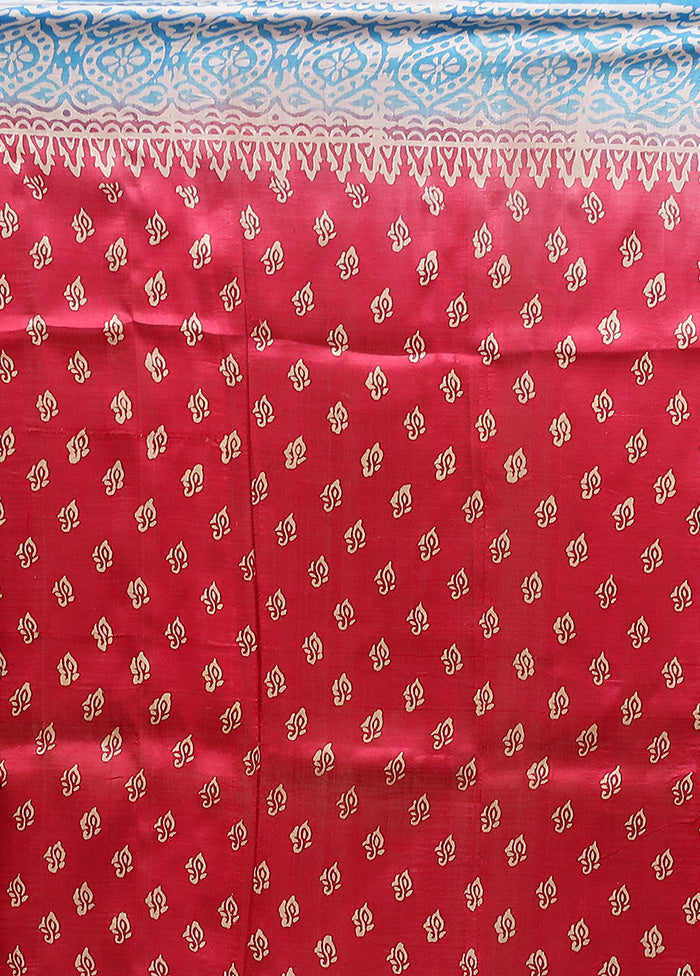 Pink Printed Pure Silk Saree Without Blouse Piece Sale Manchester Great Sale