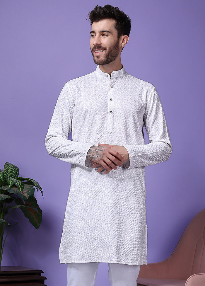 2 Pc White Silk Kurta Pajama Set Tumblr Cheap Pice