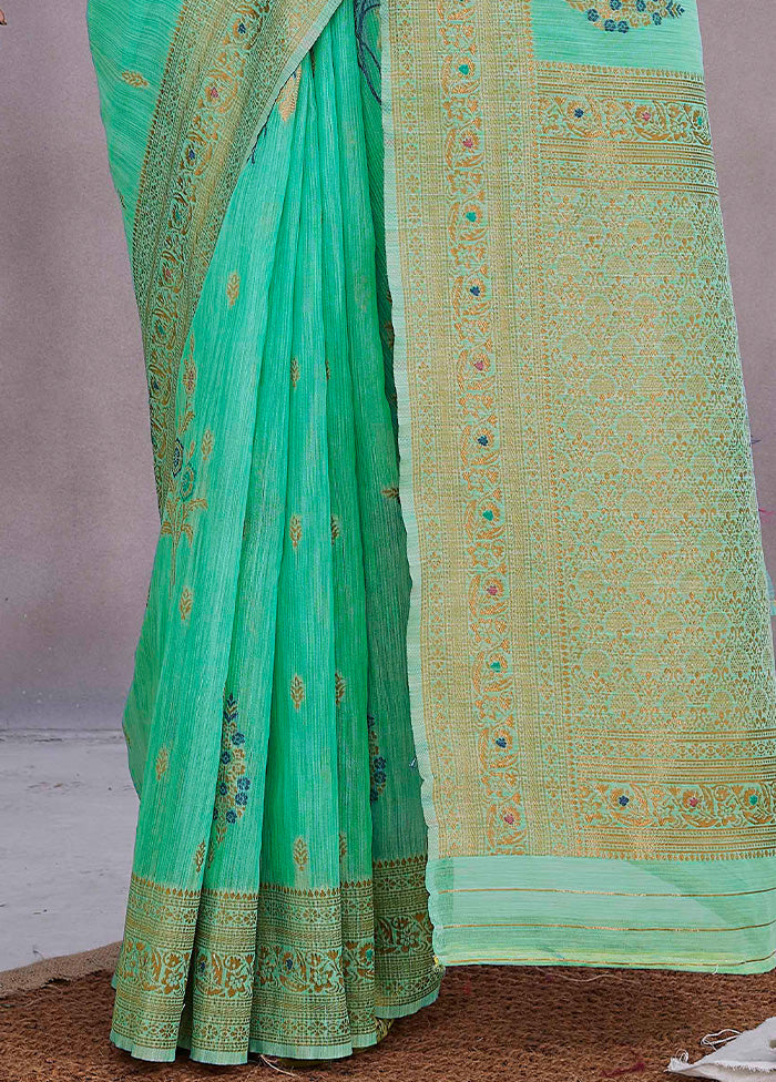 Sea Green Kanjivaram Silk Saree With Blouse Piece Outlet Best Seller