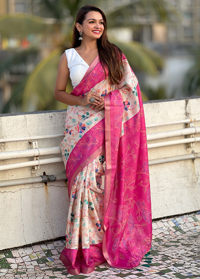 Pink Tussar Silk Saree With Blouse Piece Manchester Cheap Pice