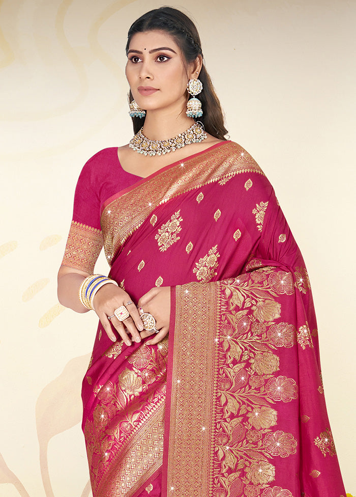 Pink Spun Silk Saree With Blouse Piece Best Wholesale Online