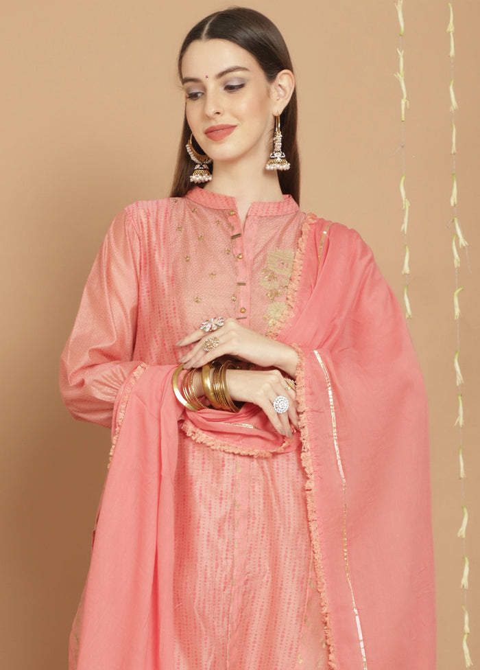 3 Pc Peach Unstitched Chanderi Suit Set Sale Tumblr