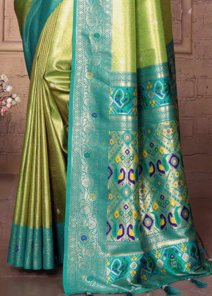 Pista Green Banarasi Silk Saree With Blouse Piece For Sale Free Shipping