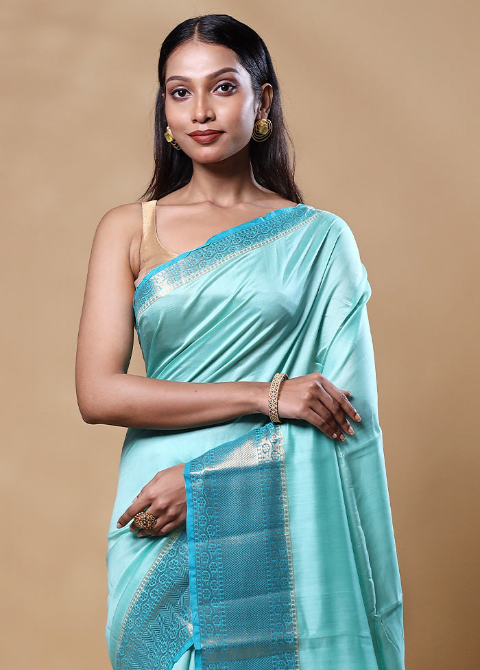 Blue Handloom Dupion Pure Silk Saree With Blouse Piece Discount Cost